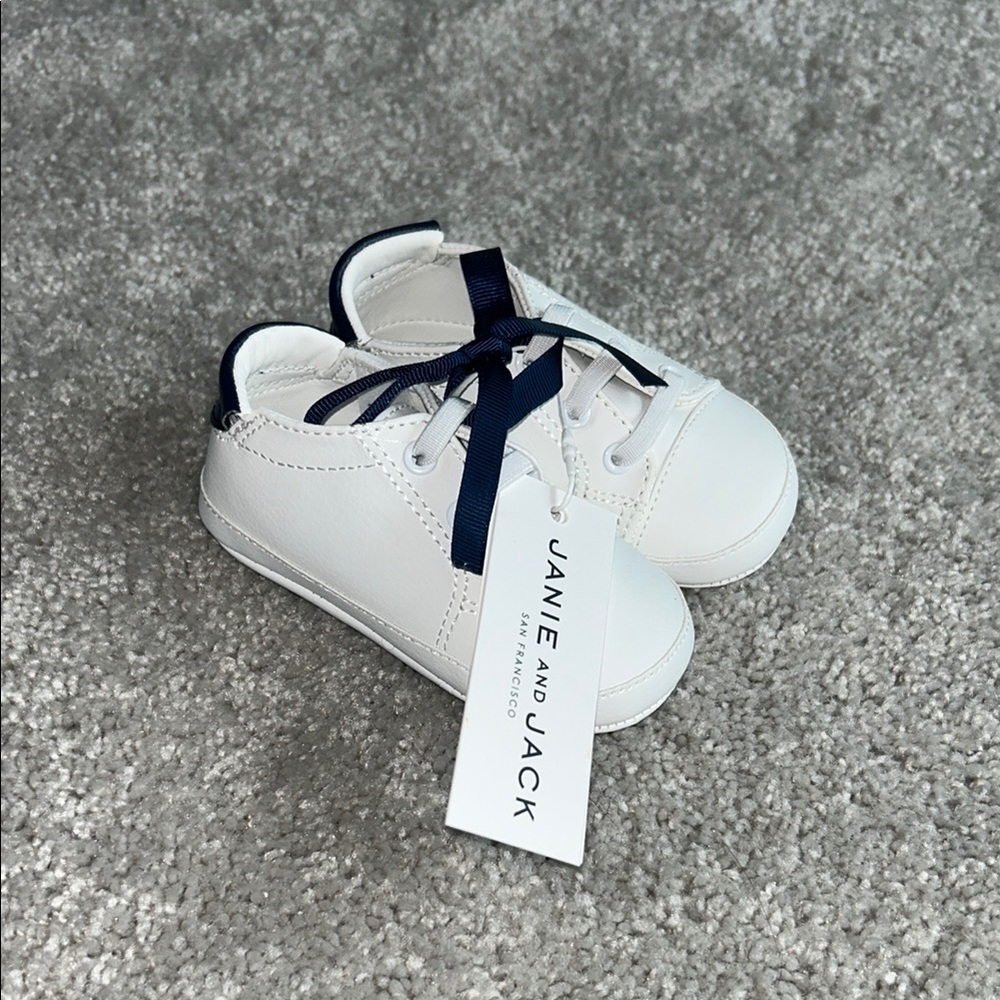 Janie and Jack White and Blue Sneakers Comfortable Design 12-18 months NWT!